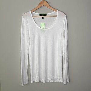 C Wonder Long Sleeve Scoop Neck Tee in White  Size XL NWT